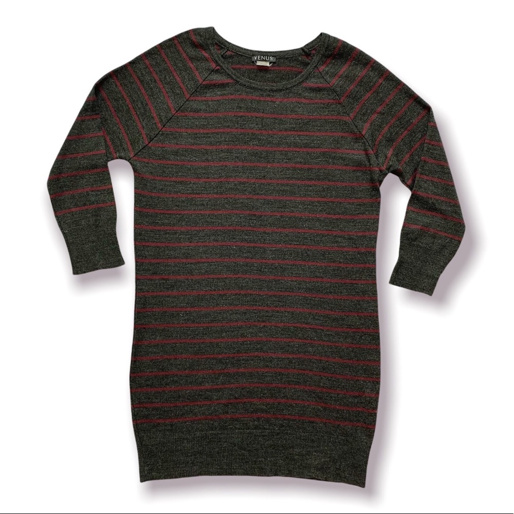 Venus Striped Long Shirt with Quarter Length Sleeves